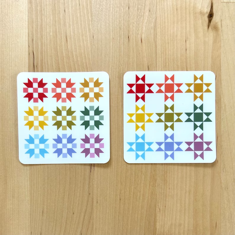 Rainbow Quilt Block Vinyl Stickers