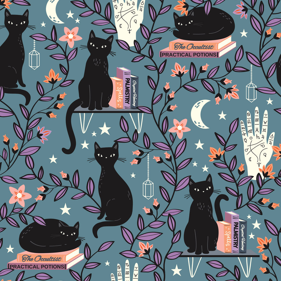 Spellbound || Black Cats || Cotton Quilting Fabric || Half Yard