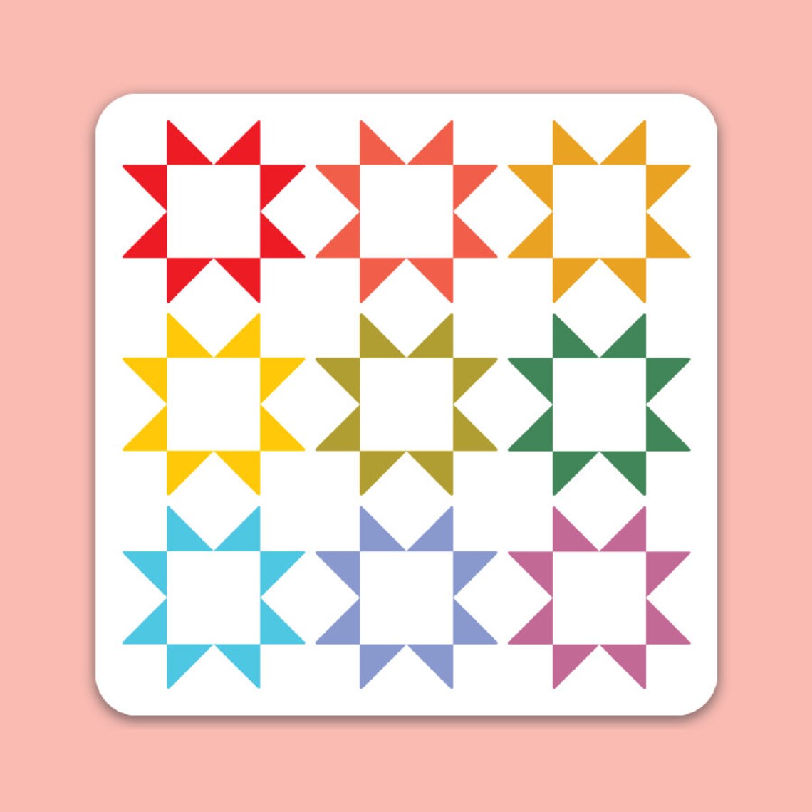 Rainbow Quilt Block 2.0 Vinyl Stickers Sawtooth Star