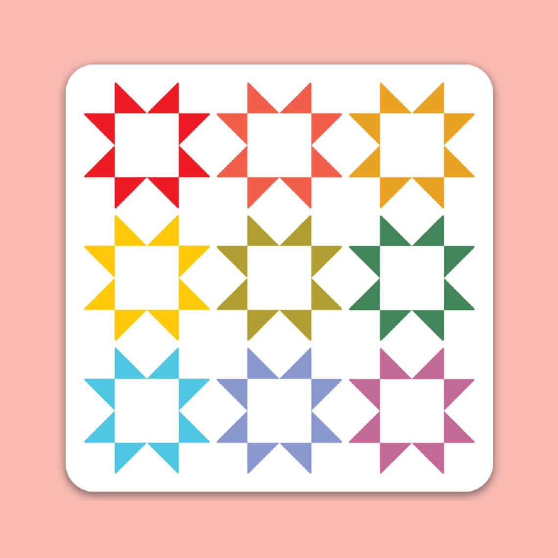 Rainbow Quilt Block 2.0 Vinyl Stickers