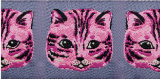 Designer Renaissance Ribbons: Meow Meow 1.5" BTY