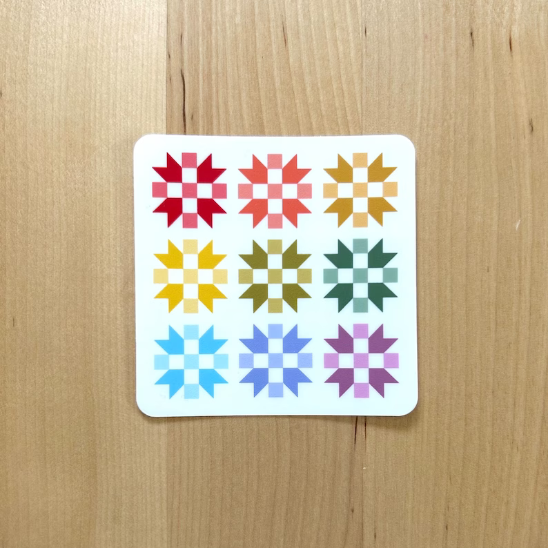 Rainbow Quilt Block Vinyl Stickers