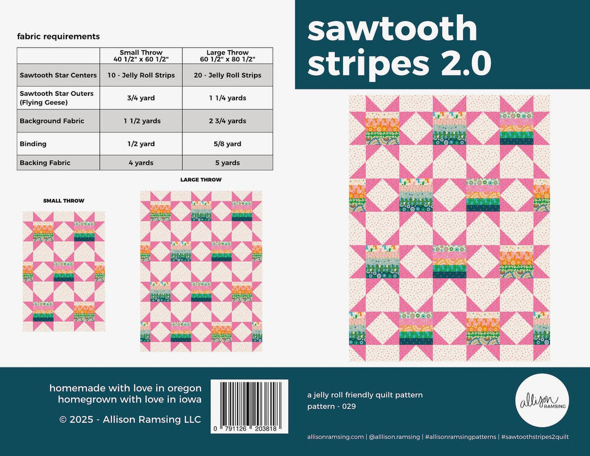 Sawtooth Stripes 2.0 Quilt Pattern - Printed