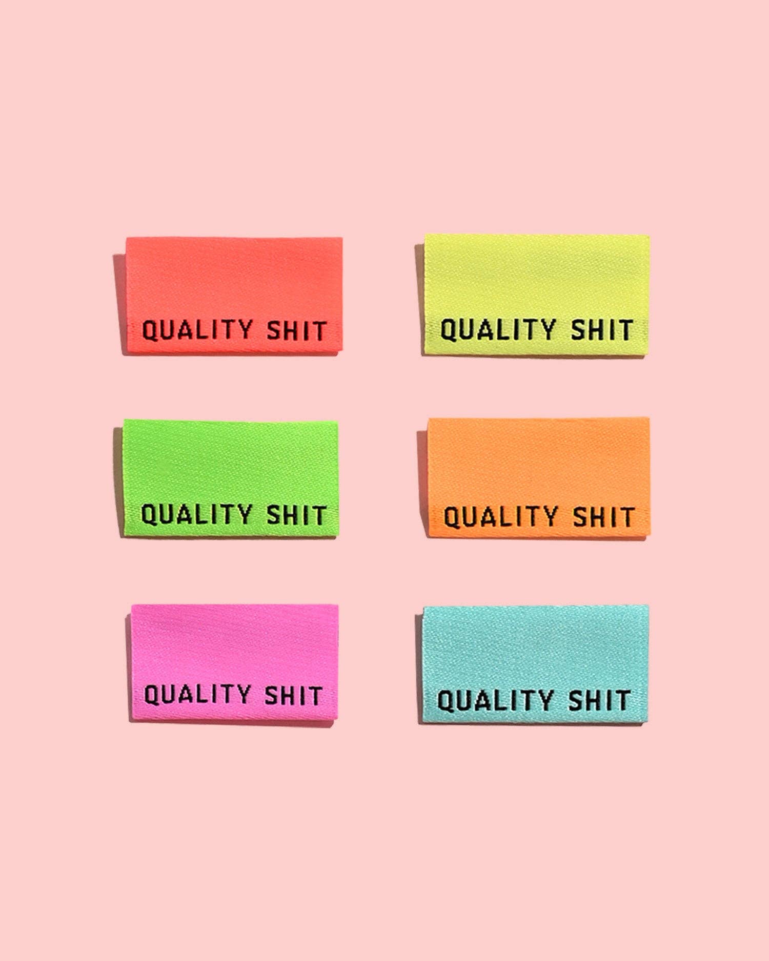Quality Shit Woven Labels (Neon) | 6 labels