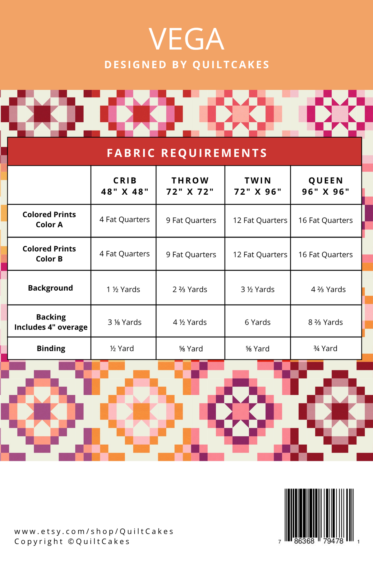 Vega Quilt Pattern Printed