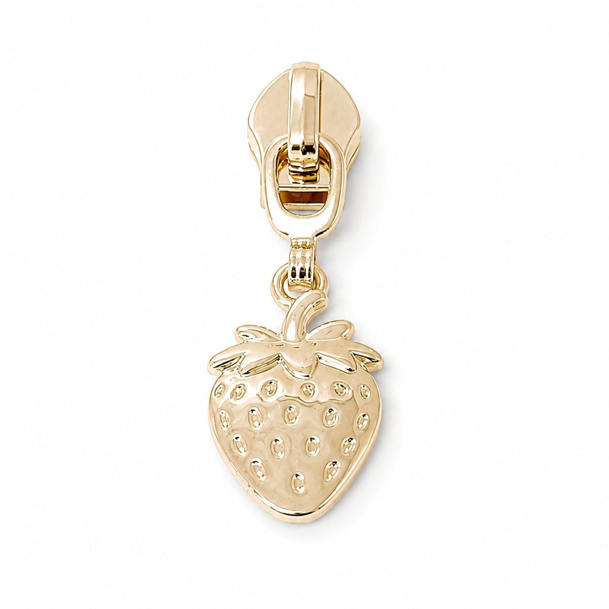 Strawberry zipper pulls: Silver / 5 pk