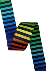 Black & Rainbow Stripe - 2in Webbing || HALF YARD