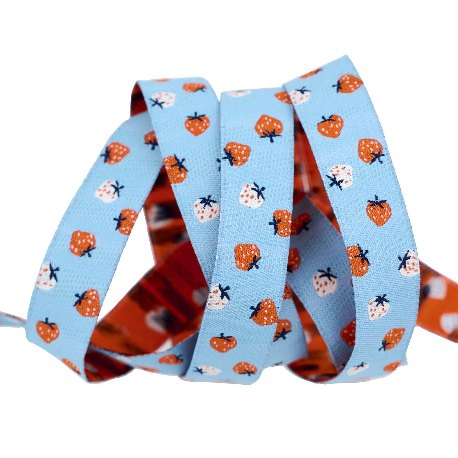 Strawberry - Strawberry Toss in Kim Blue - 5/8" width - by Kimberly Kight -BTY