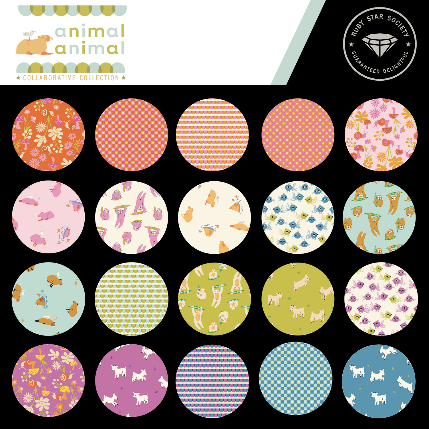 PREORDER Animal, Animal || 42 pc Charm Pack || Cotton Quilting Fabric