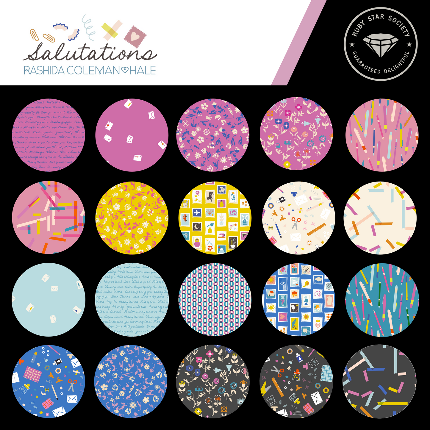 PREORDER Salutations || 42 pc Mini Charm Pack || Cotton Quilting Fabric