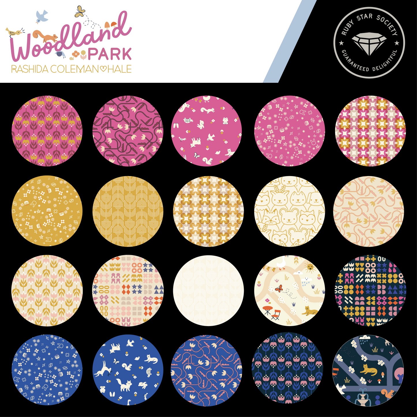 PREORDER Woodland Park || 42 pc Mini Charm Pack || Cotton Quilting Fabric