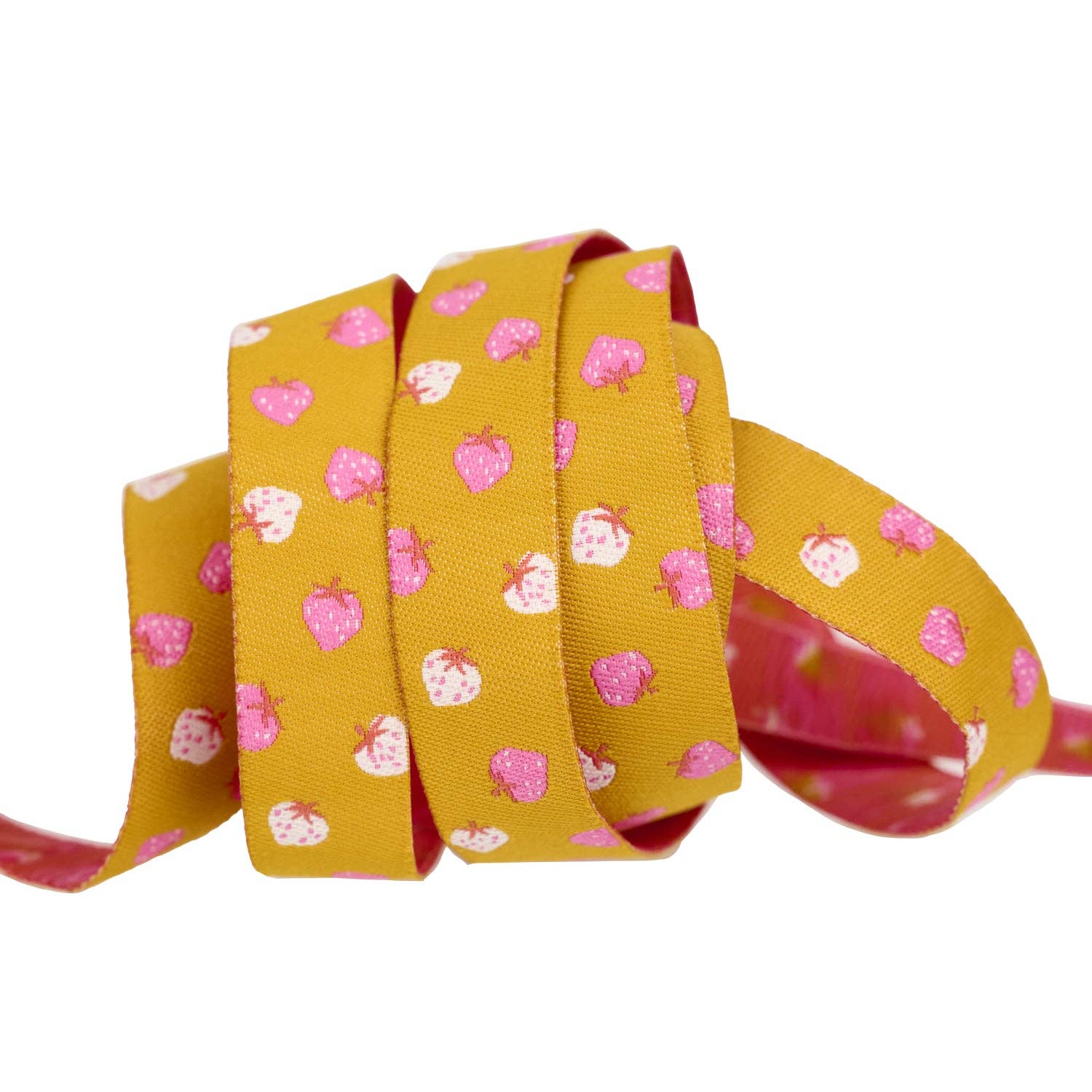 Strawberry - Strawberry Toss in Goldenrod - 5/8" width - by Kimberly Kight - BTY