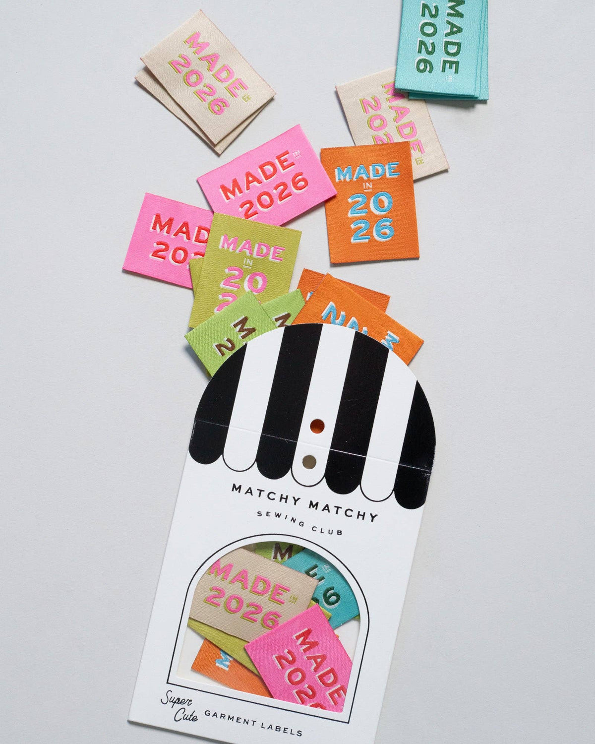 2026 Large Garment Labels: Multi Set of 6