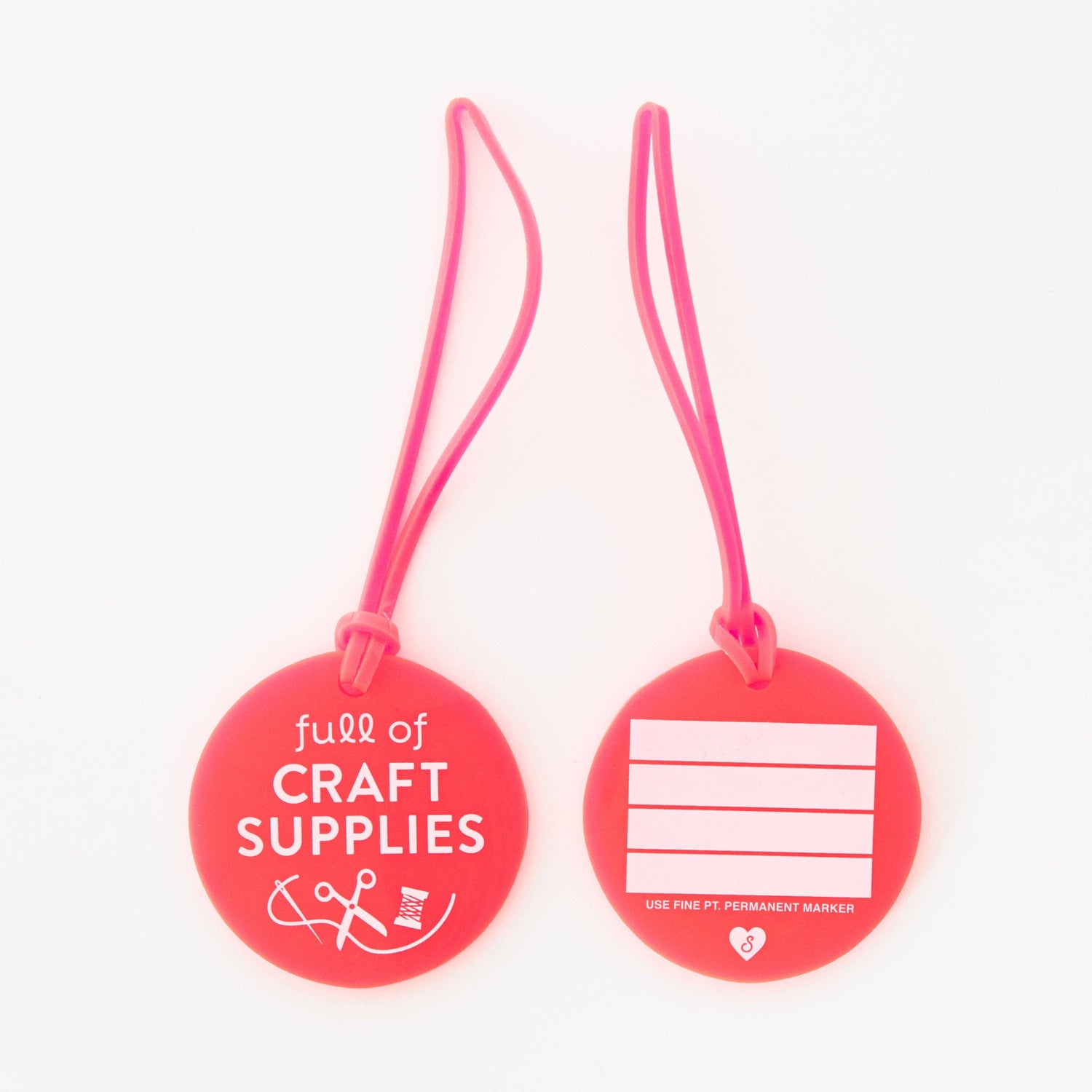 Full of Craft Neon Pink Supplies Luggage Tag