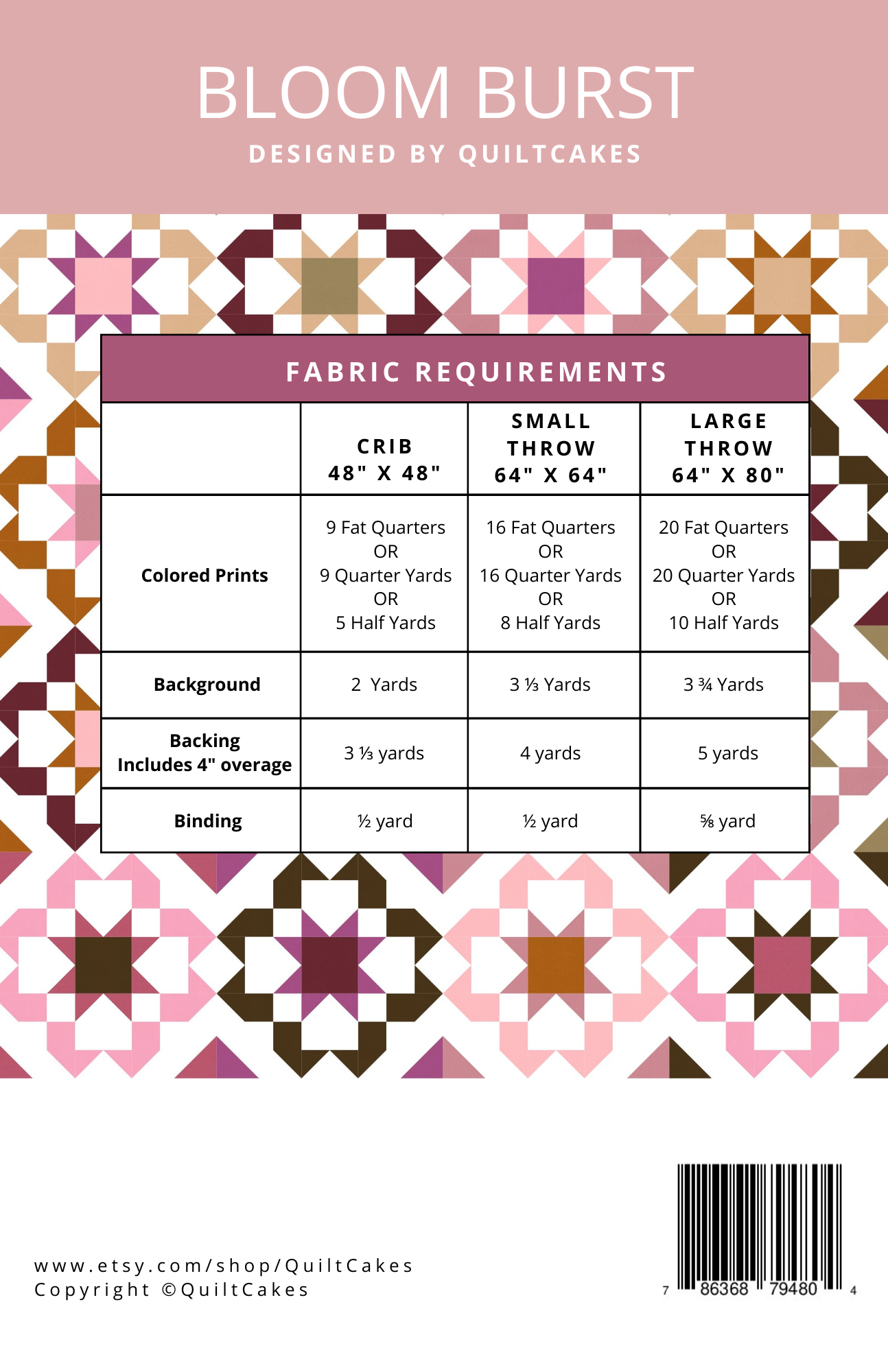 Bloomburst Quilt Pattern Printed