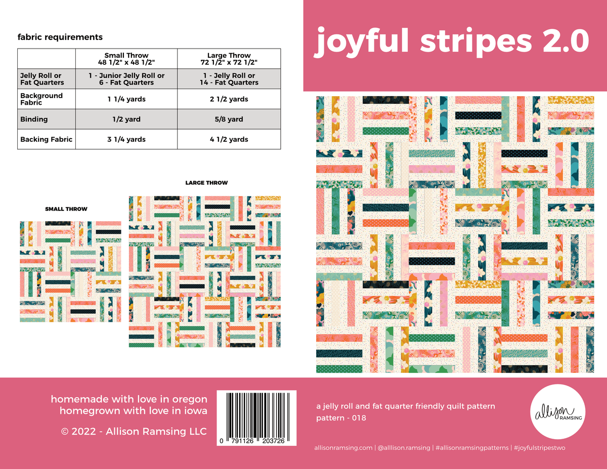 Joyful Stripes 2.0 Quilt Pattern - Printed