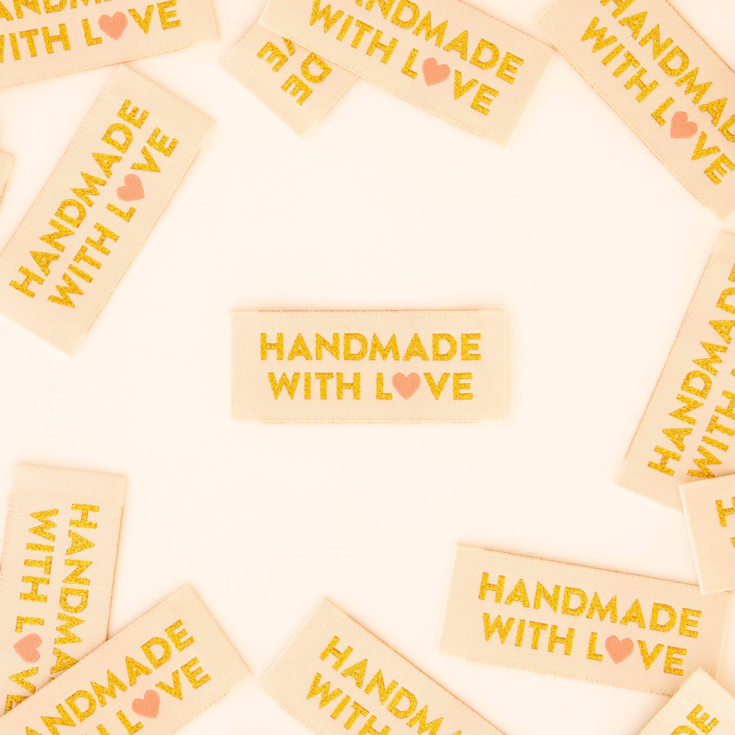 Handmade with Love Gold Sewing Woven Labels Tags