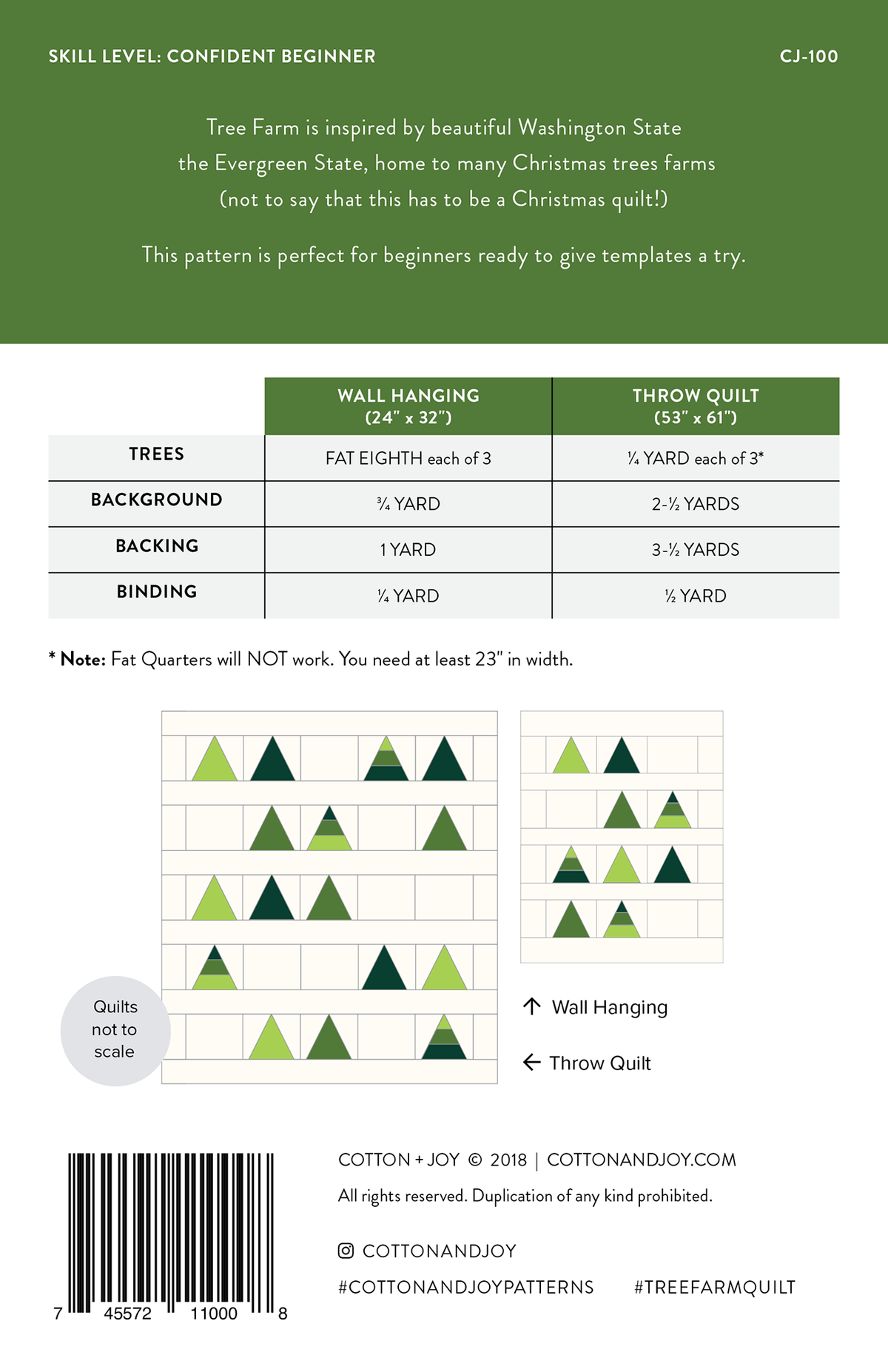 Tree Farm Printed Quilt Pattern // Cotton + Joy