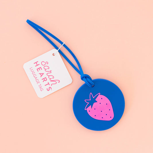 Strawberry Pink and Blue Luggage Tag Gift