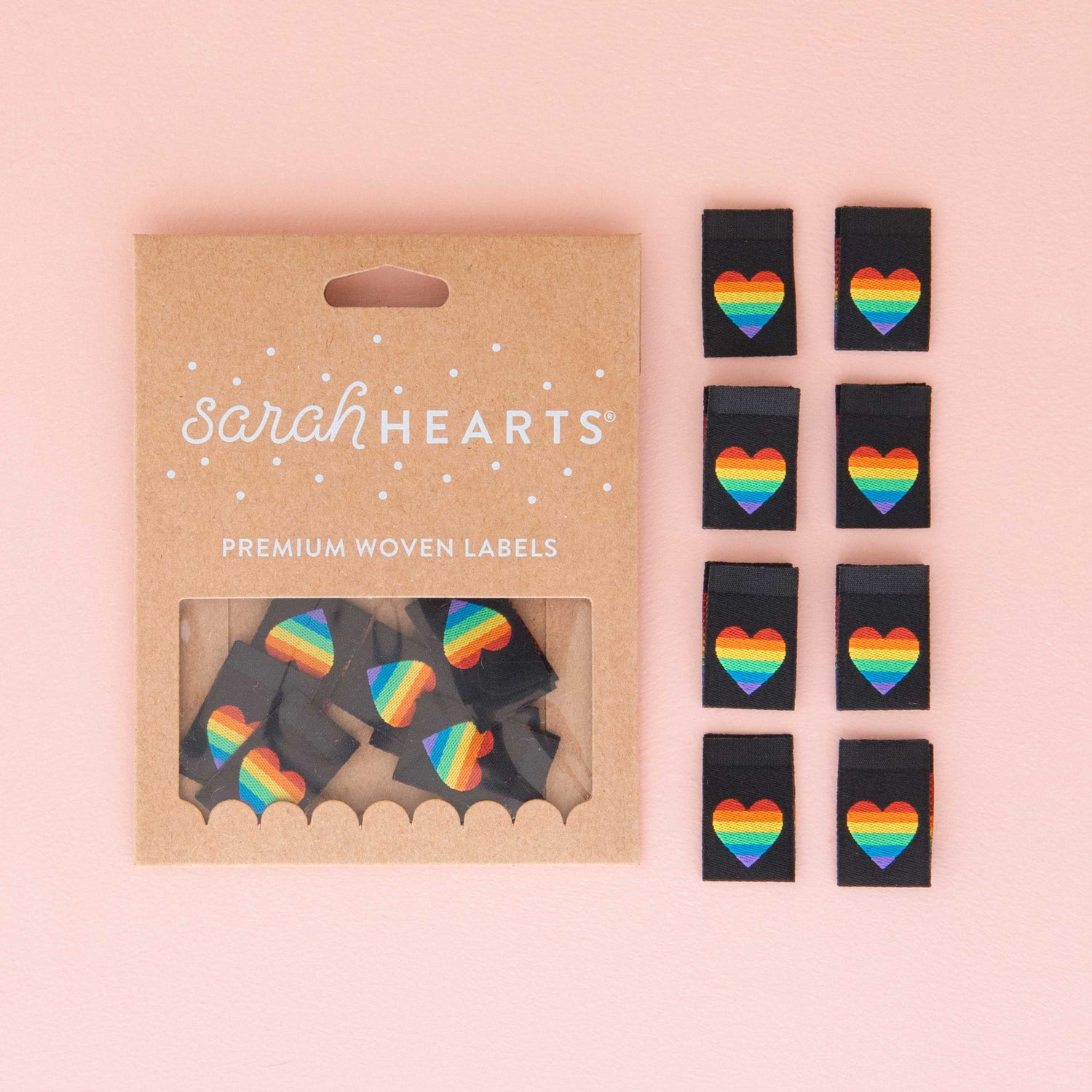 Rainbow Heart Woven Labels