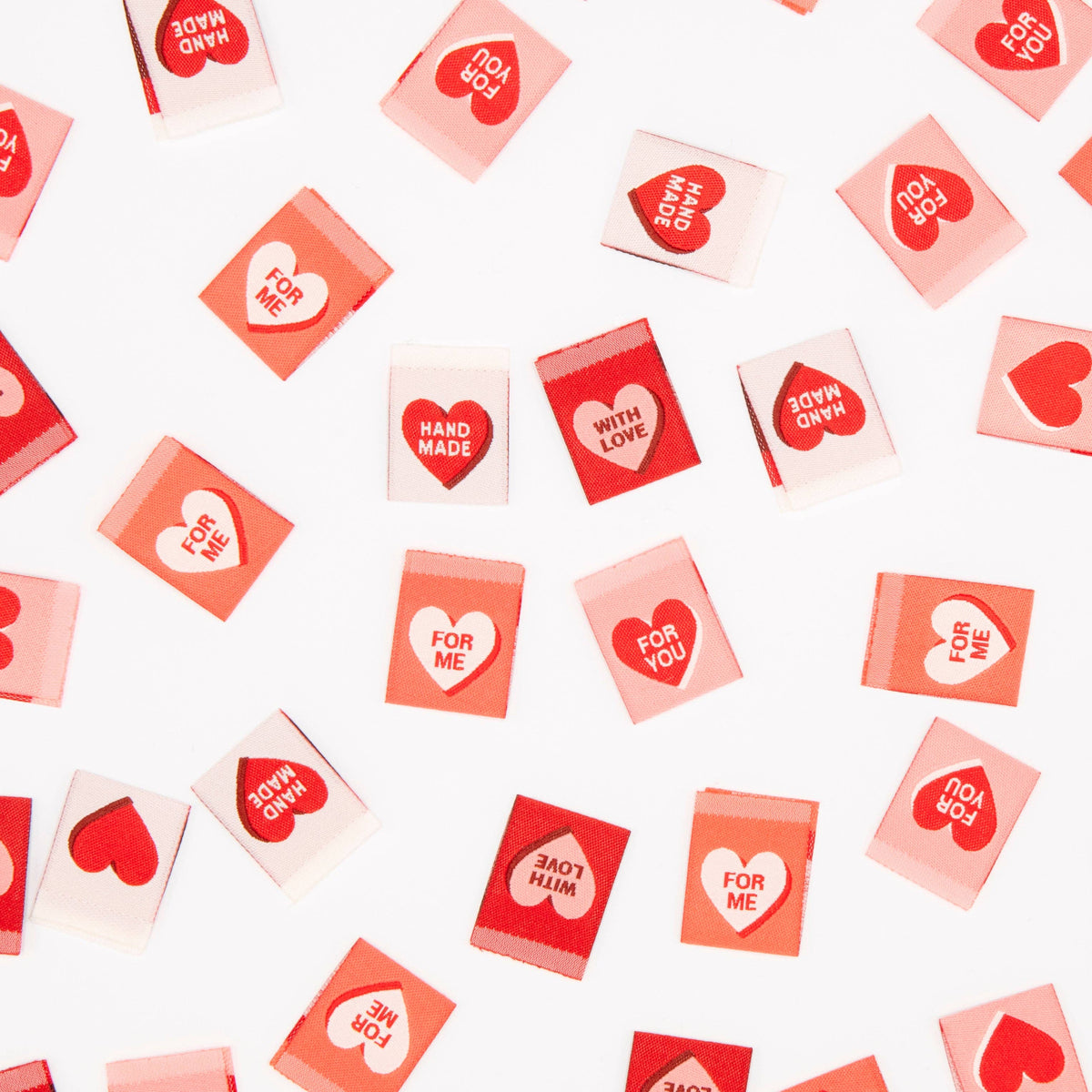 Valentine's Red Candy Heart Woven Labels