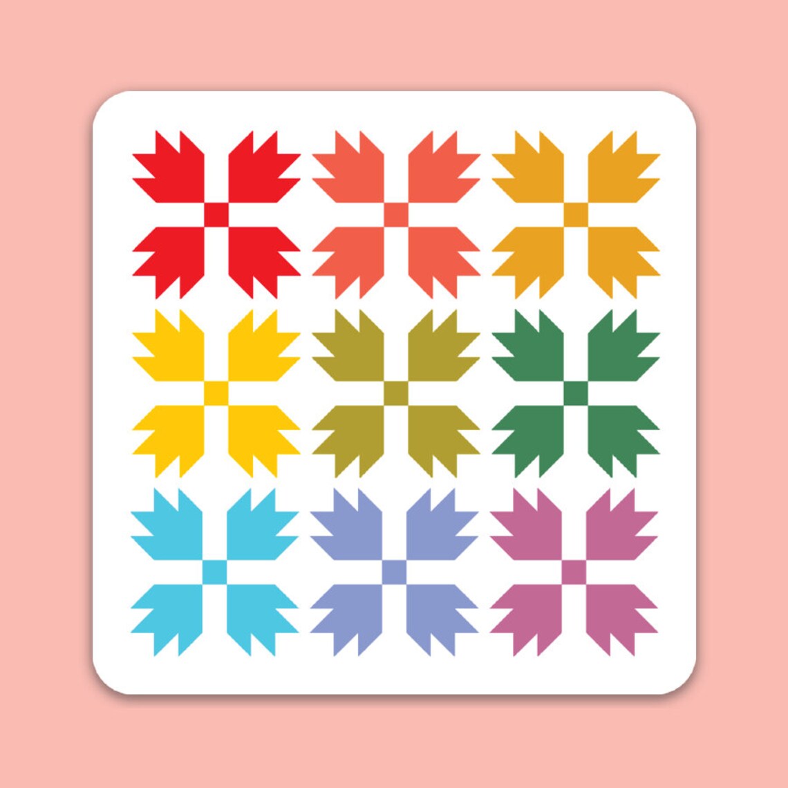 Rainbow Quilt Block 2.0 Vinyl Stickers Bear Paw
