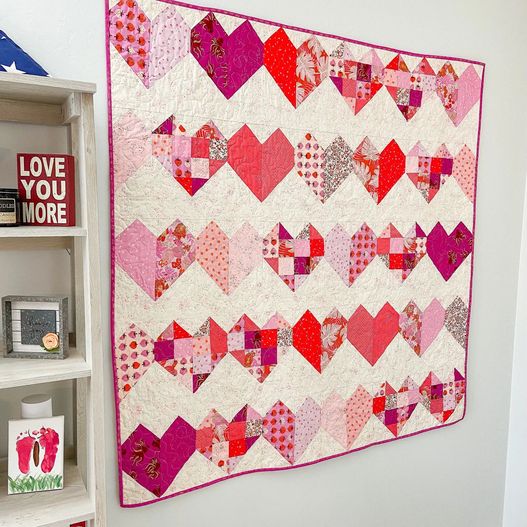 Heart Chain Quilt Pattern Printed
