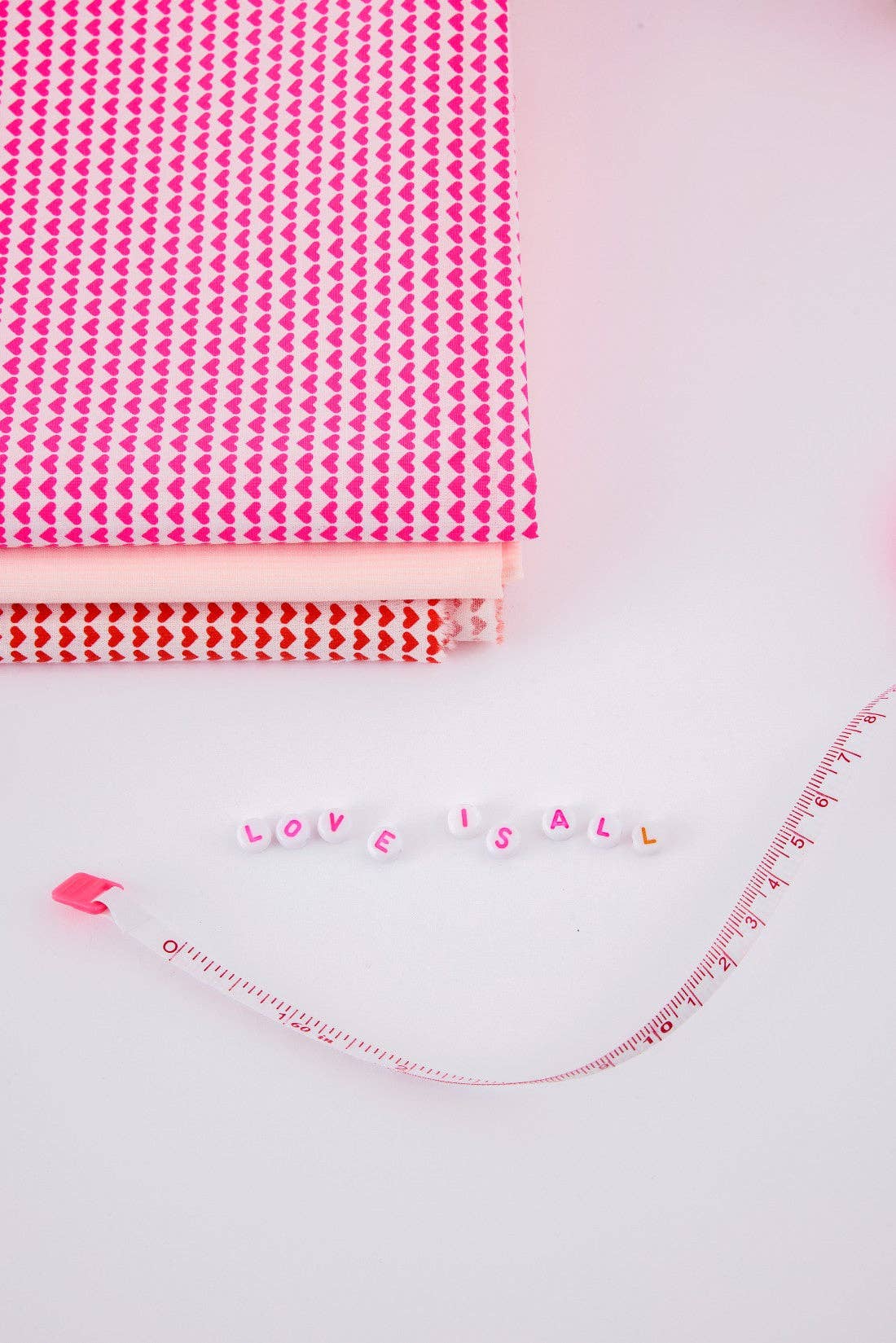 Cotton coupon Love is all: L'amour est tout rose