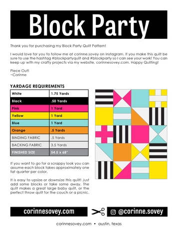 Block Party Quilt Pattern - Printed Booklet