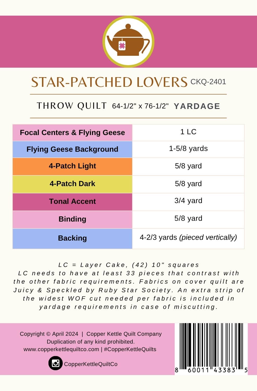 Star Patched Lovers POOLSIDE TOO QUILT KIT