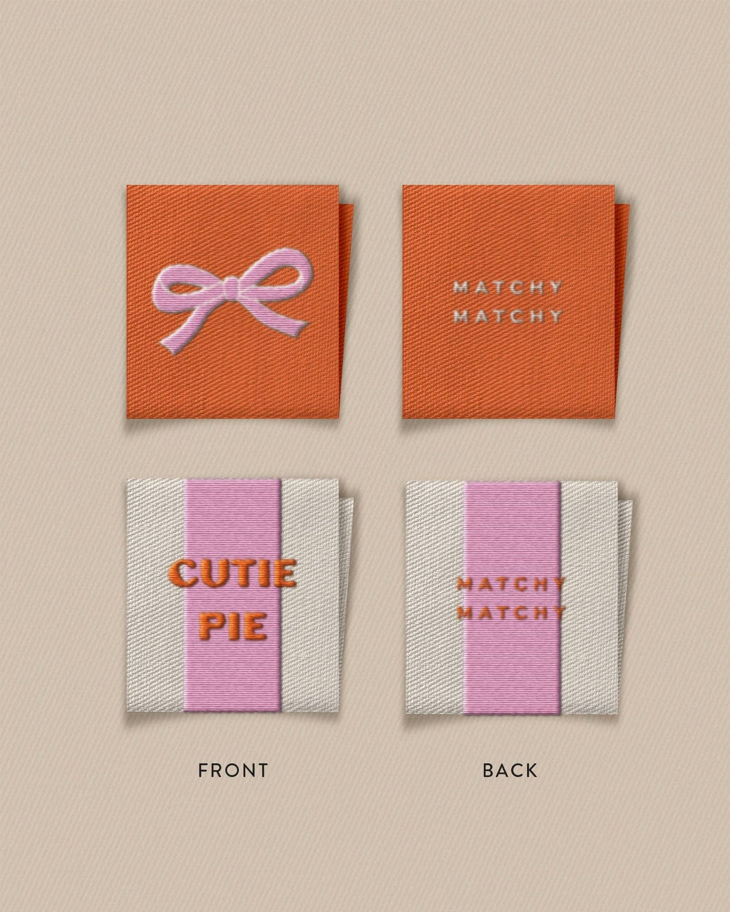 Cutie Pie Bow Square Garment Labels: Set of8