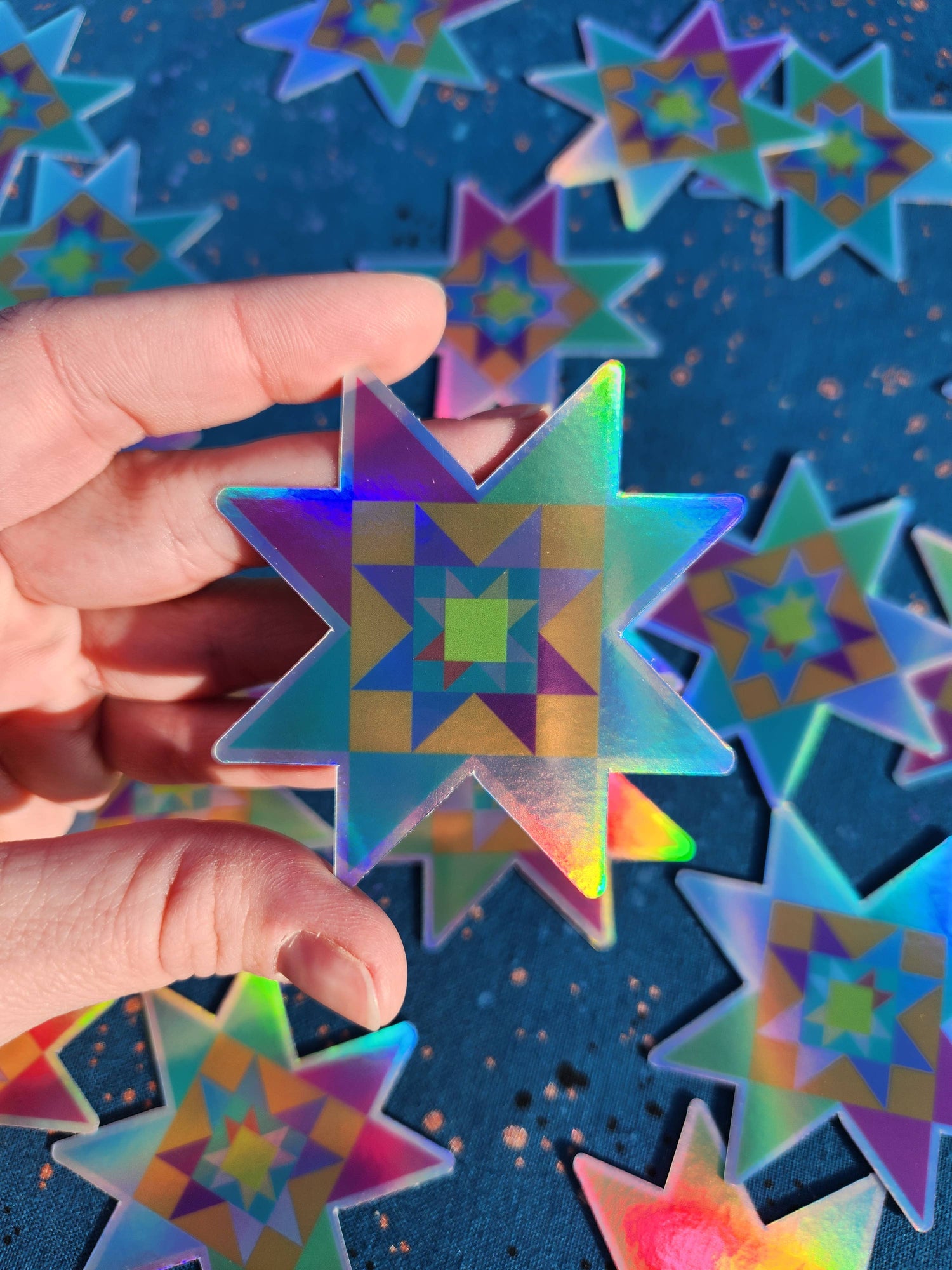 Star Stacked | 2.5" Holographic Star Quilt Block Sticker