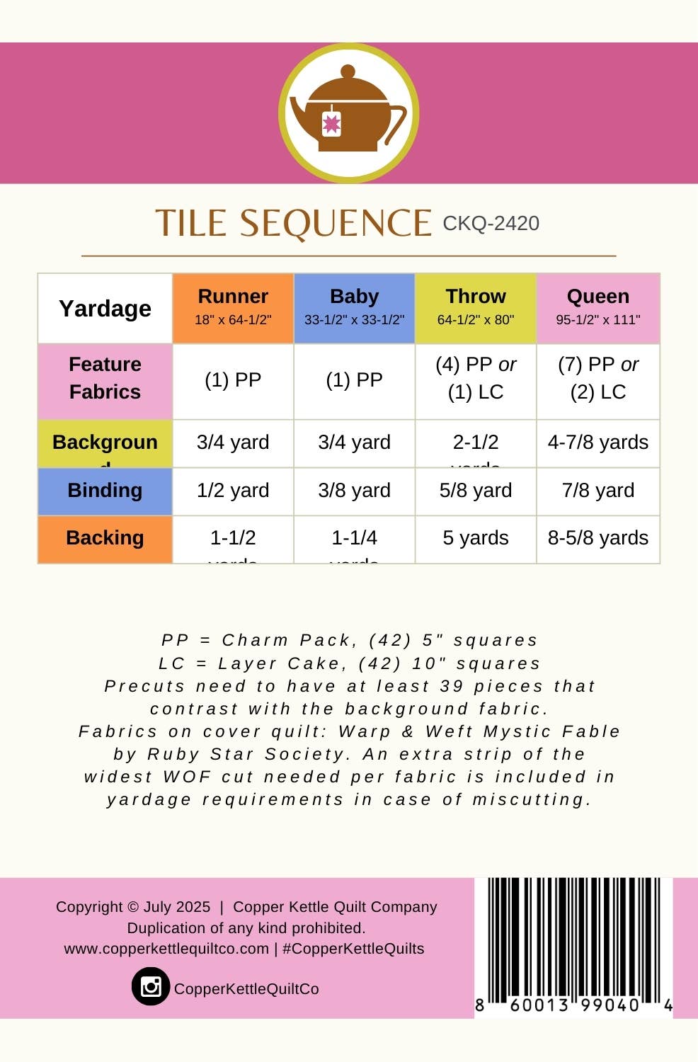 Tile Sequence | CKQ-2420 Quilt Pattern