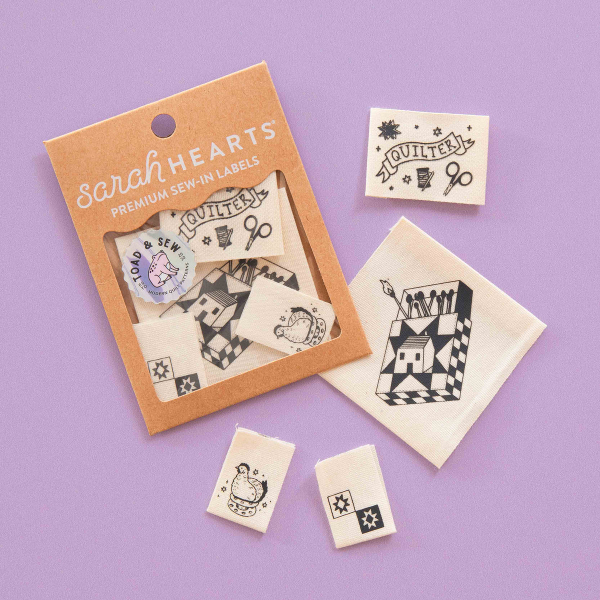 Toad and Sew Quilty Tattoo Woven Labels Multipack