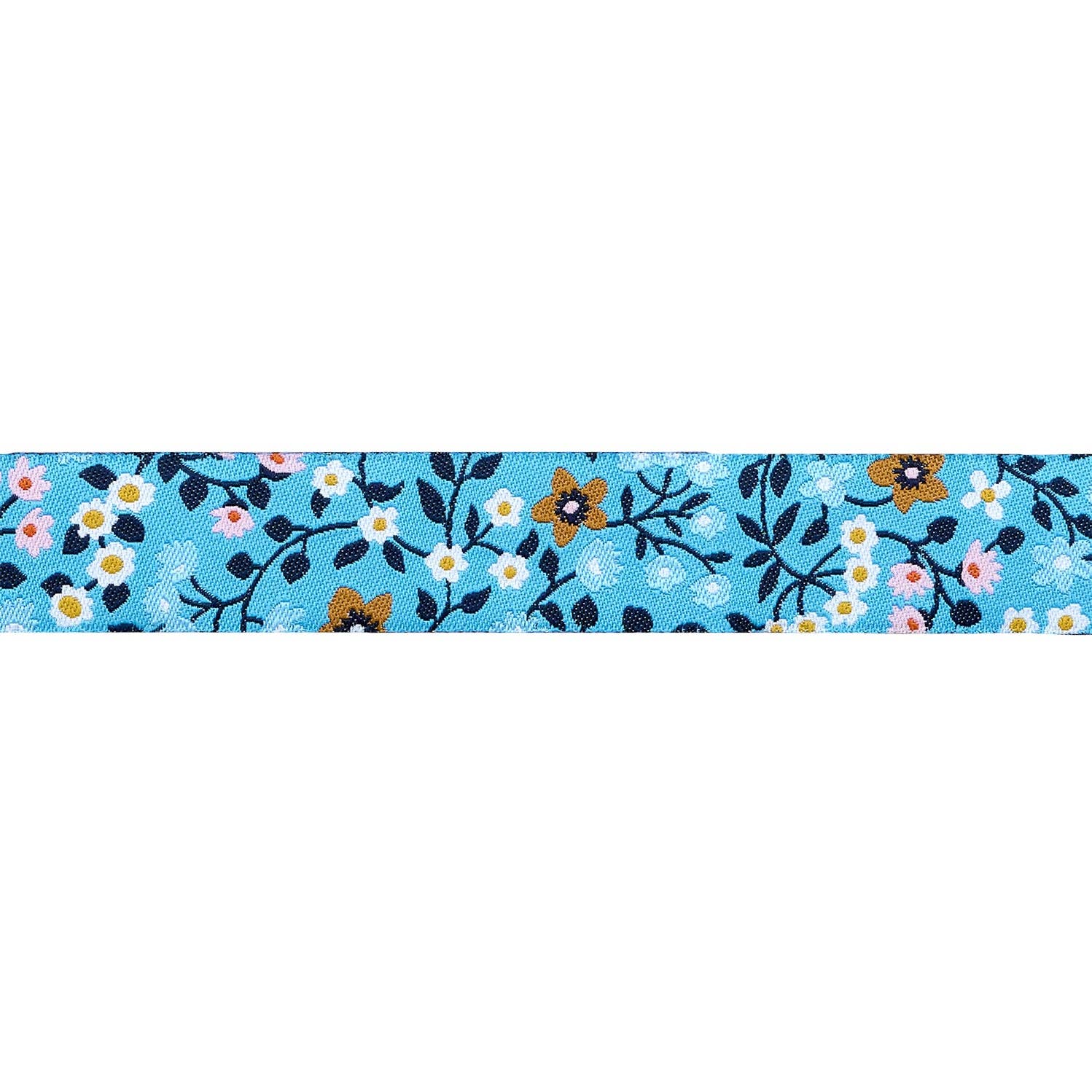 Strawberry - Clothesline Floral in Vintage Blue - 7/8" width - by Kimberly Kight - BTY