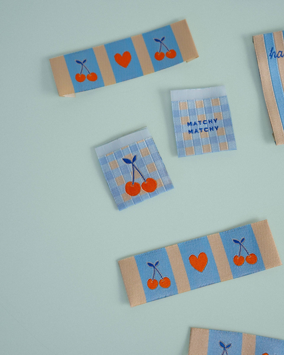 Cherries Square and Rectangle Garment Labels: Set of 8