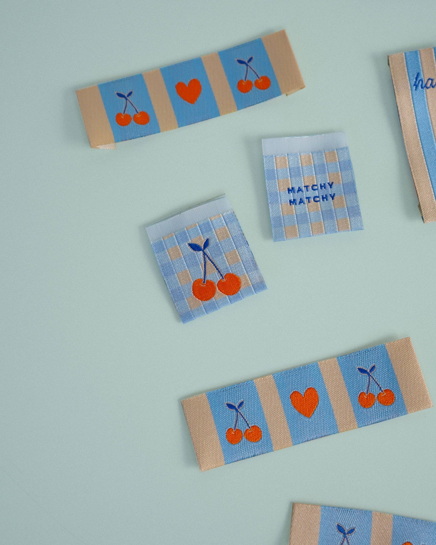 Cherries Square and Rectangle Garment Labels: Set of 8