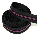 Black Zipper tape with Pink thread: 3yd