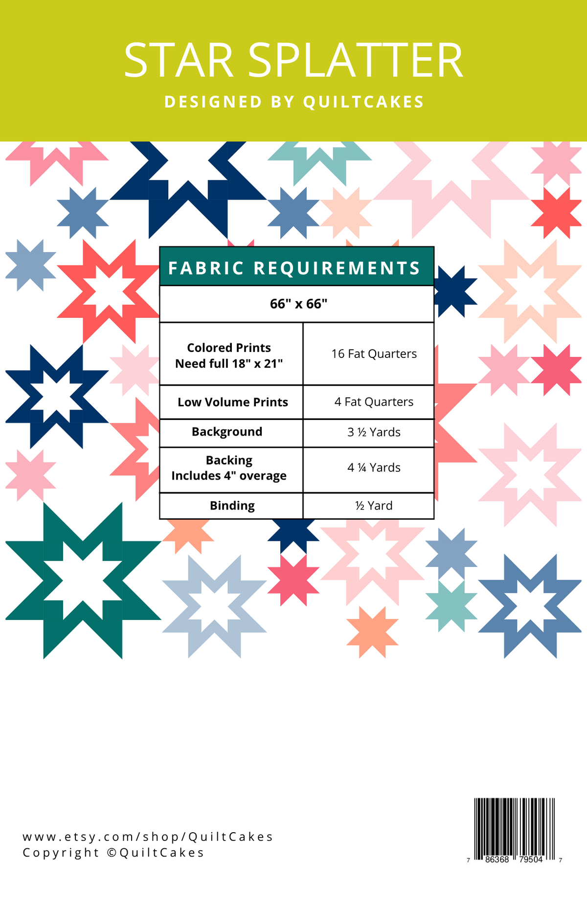 Star Splatter Quilt Pattern Printed