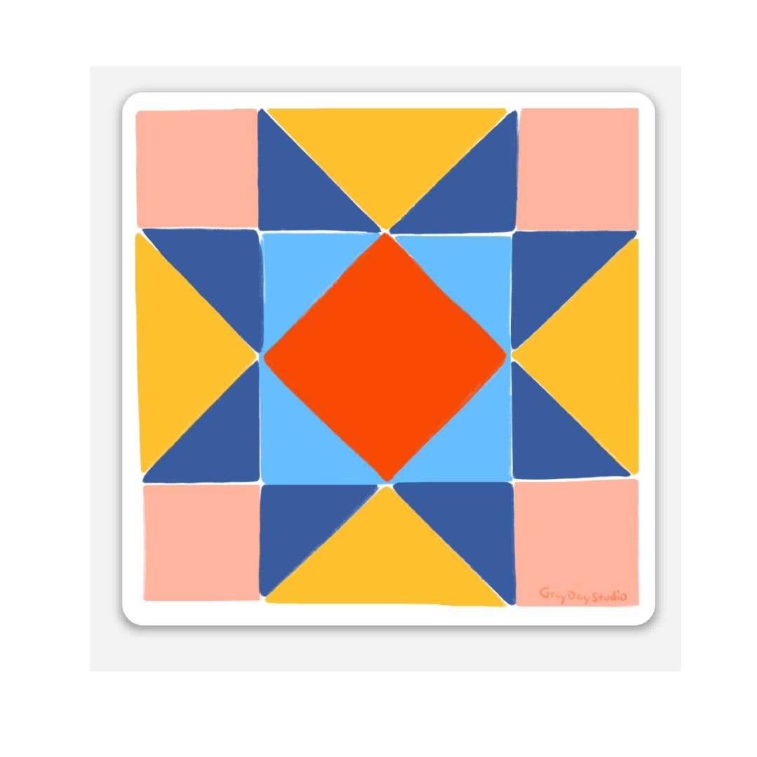 Sawtooth Star Quilt sticker, illustrated sticker