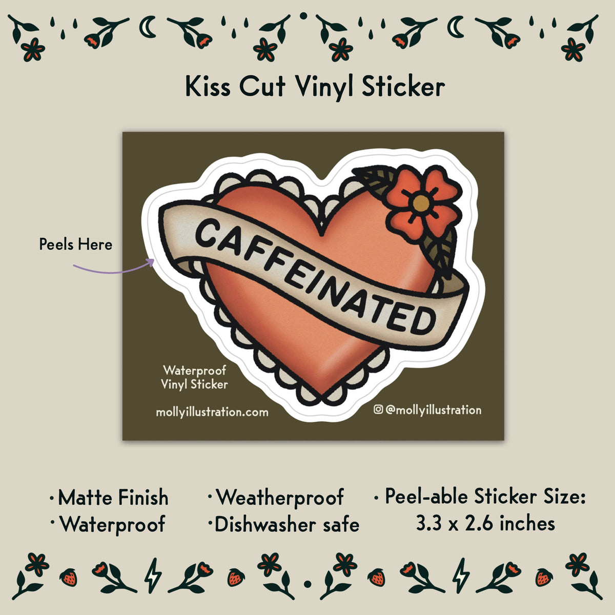 Caffeinated Waterproof Vinyl Sticker