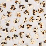 Small Black + Cream Tortoise Heart Buttons