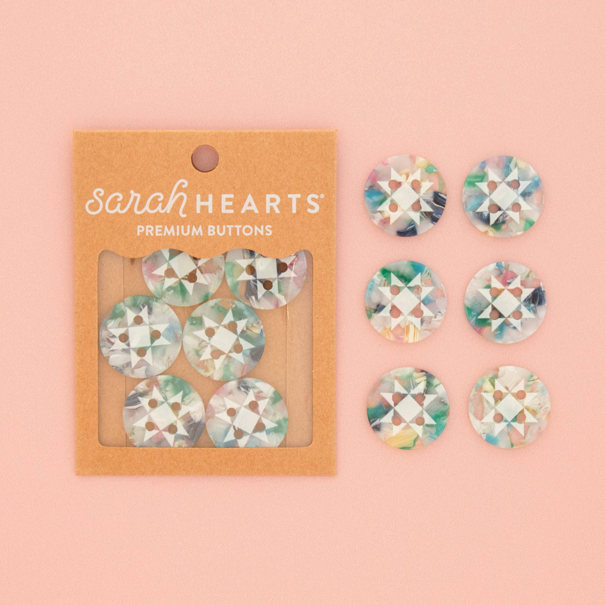 Large Confetti Quilt Star Buttons