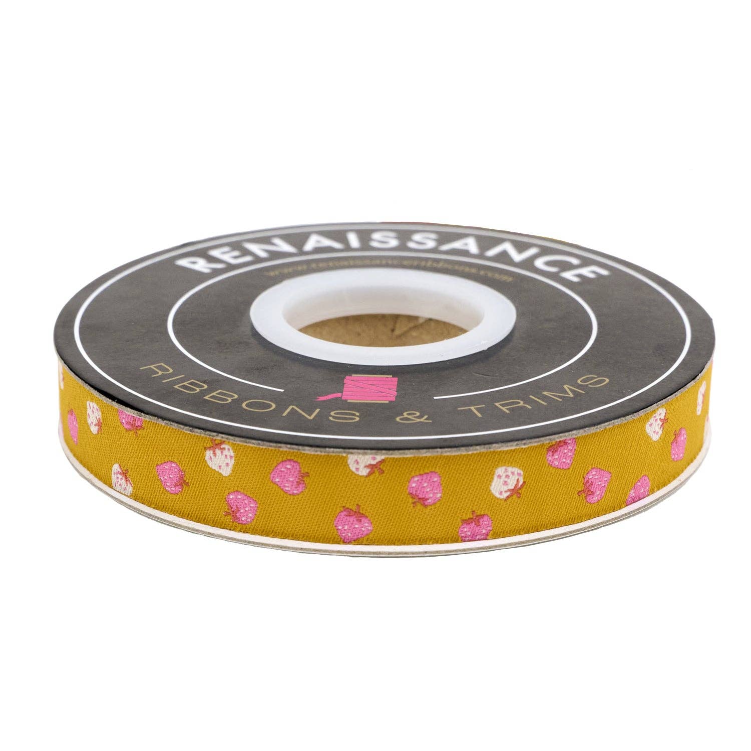Strawberry - Strawberry Toss in Goldenrod - 5/8" width - by Kimberly Kight - BTY