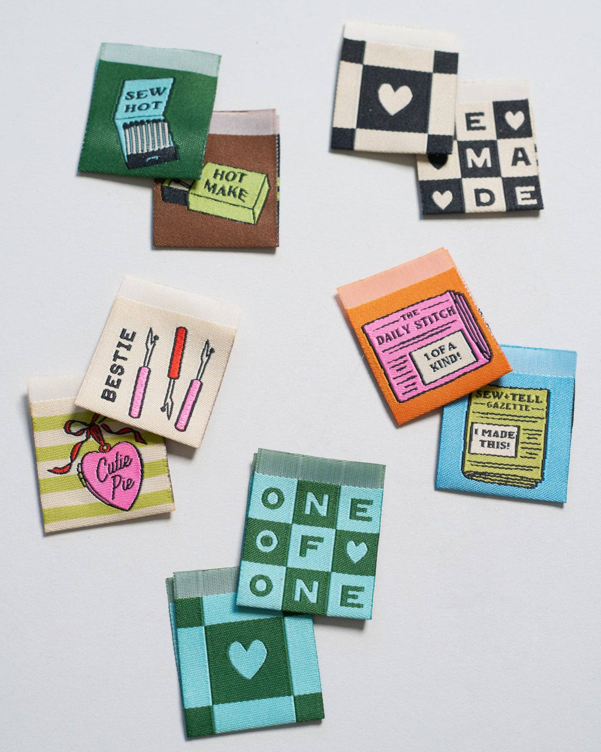 Newspaper Square Garment Labels: Multi Set of 6