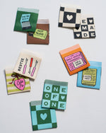 Newspaper Square Garment Labels: Multi Set of 6