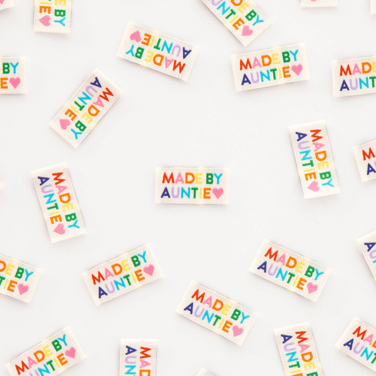 Made by Auntie Woven Sewing Labels Rainbow Colors