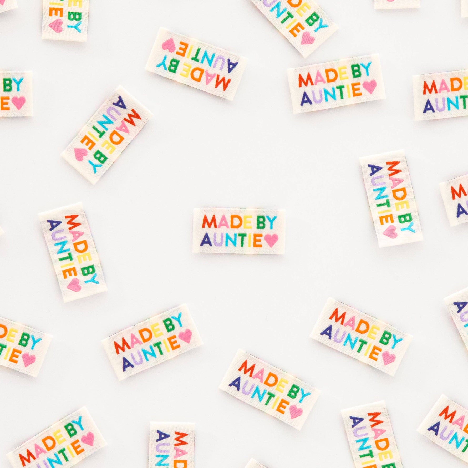 Made by Auntie Woven Sewing Labels Rainbow Colors