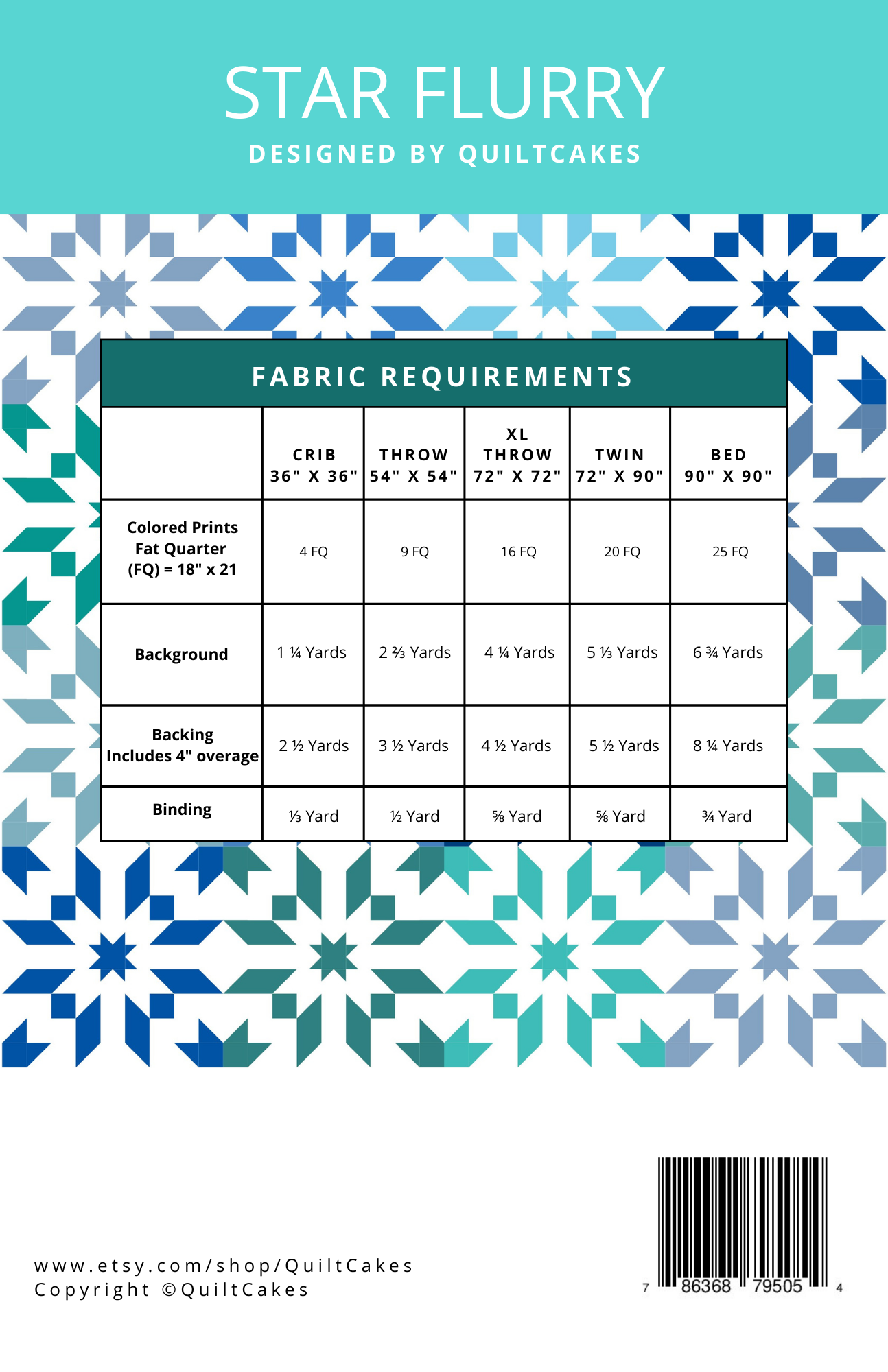 Star Flurry Quilt Pattern Printed