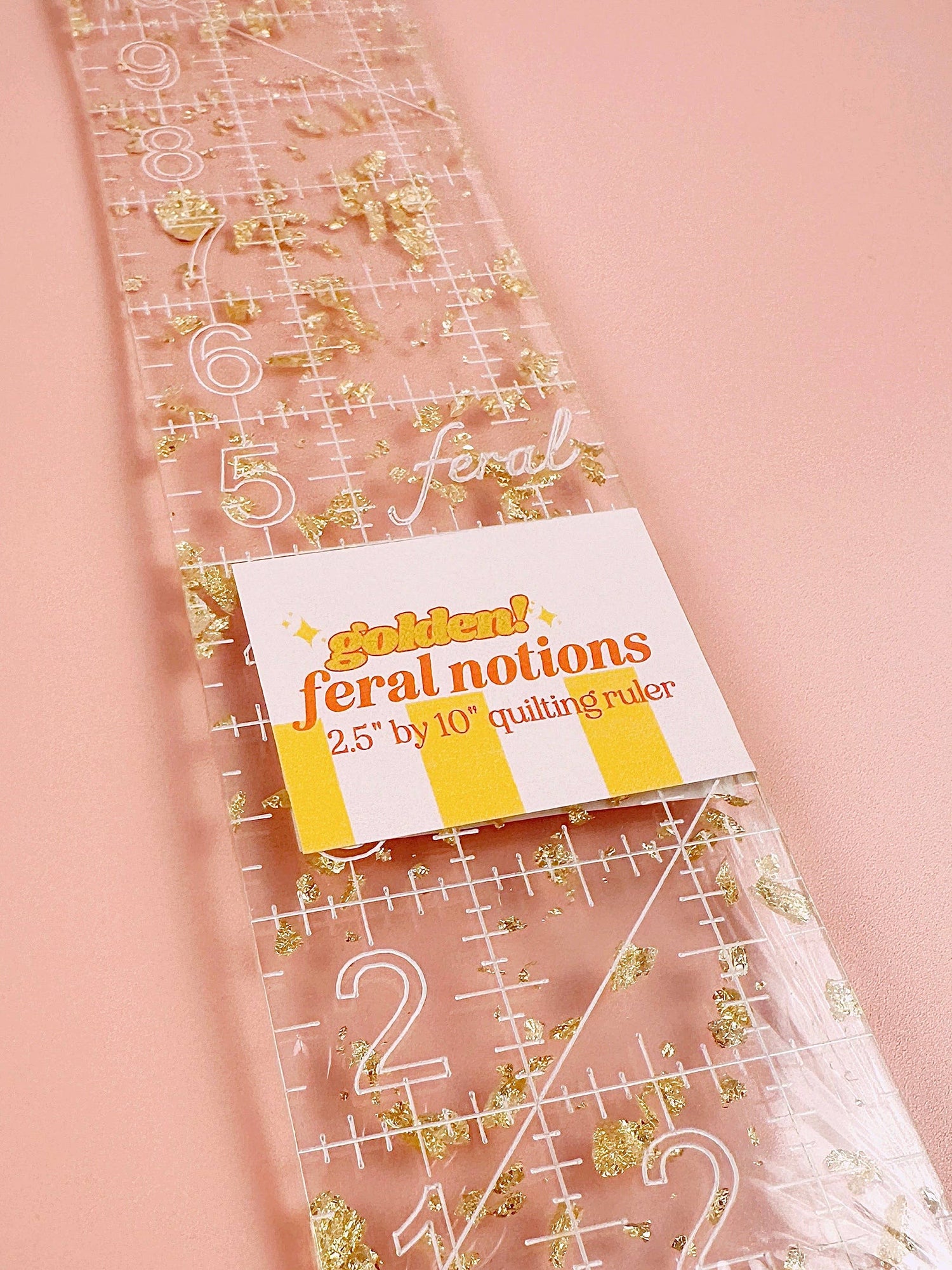 2.5 by 10 in quilting ruler: Golden